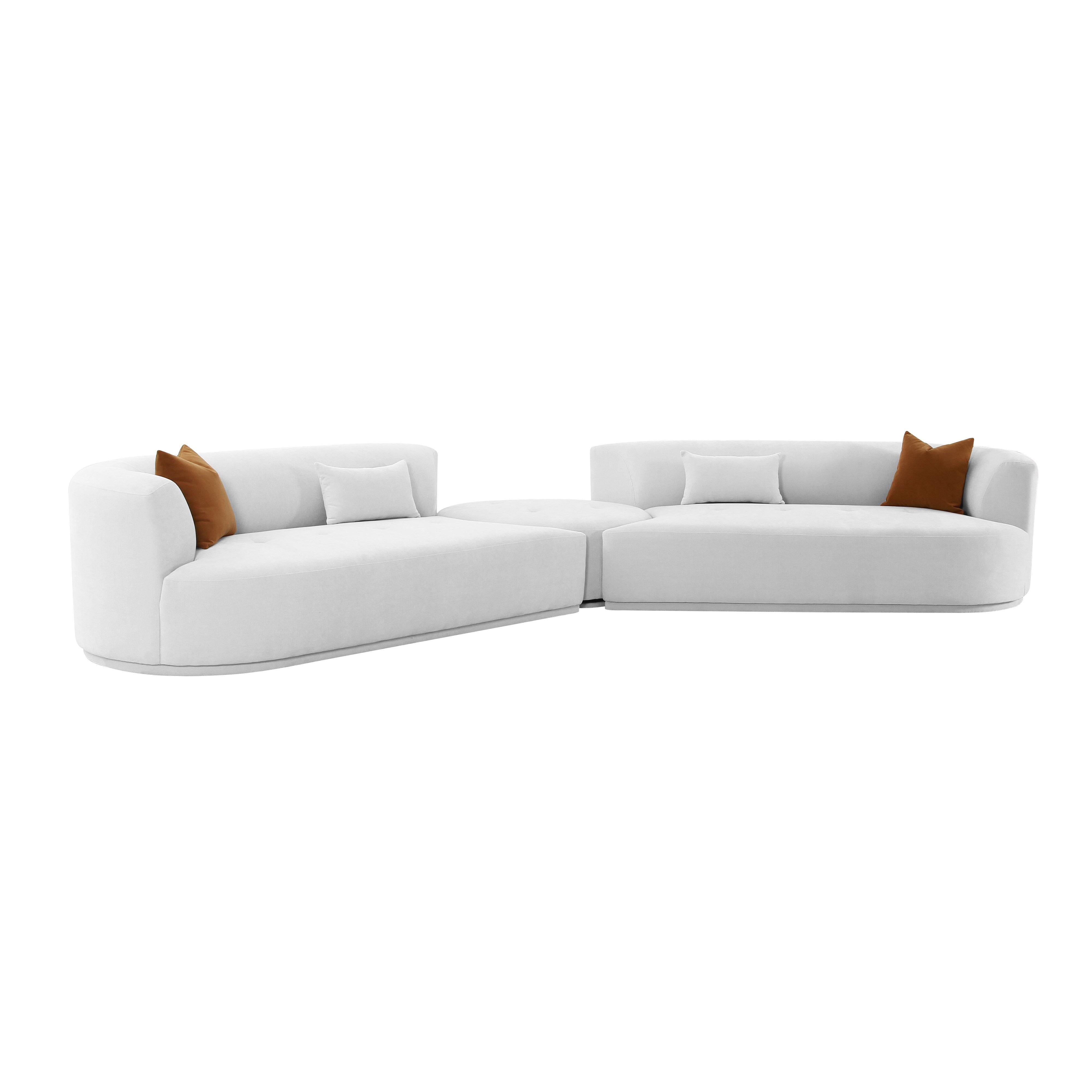 Tov Furniture Sectionals - Fickle Grey Velvet 3-Piece Modular Sectional