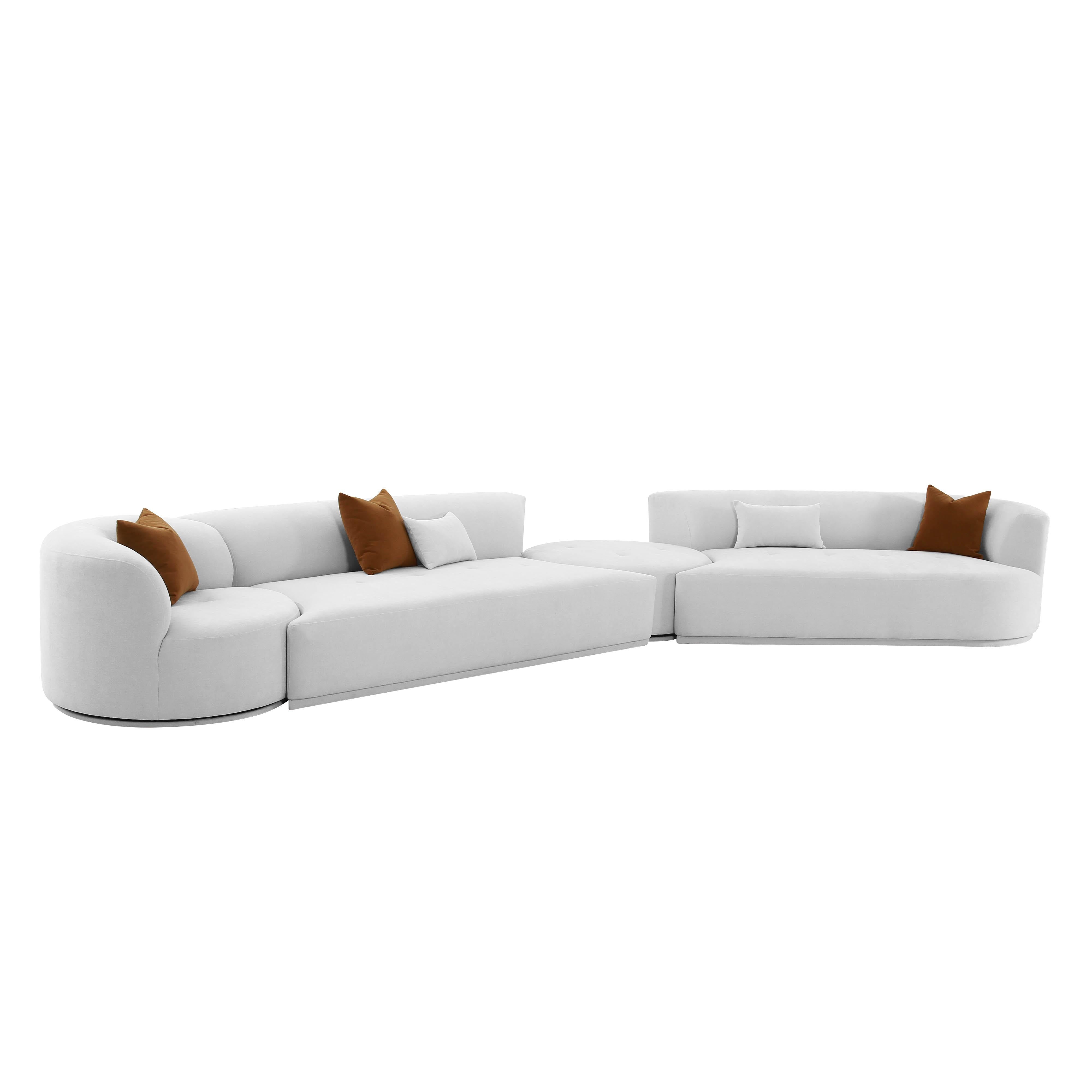 Tov Furniture Sectionals - Fickle Grey Velvet 4-Piece Modular RAF Sectional