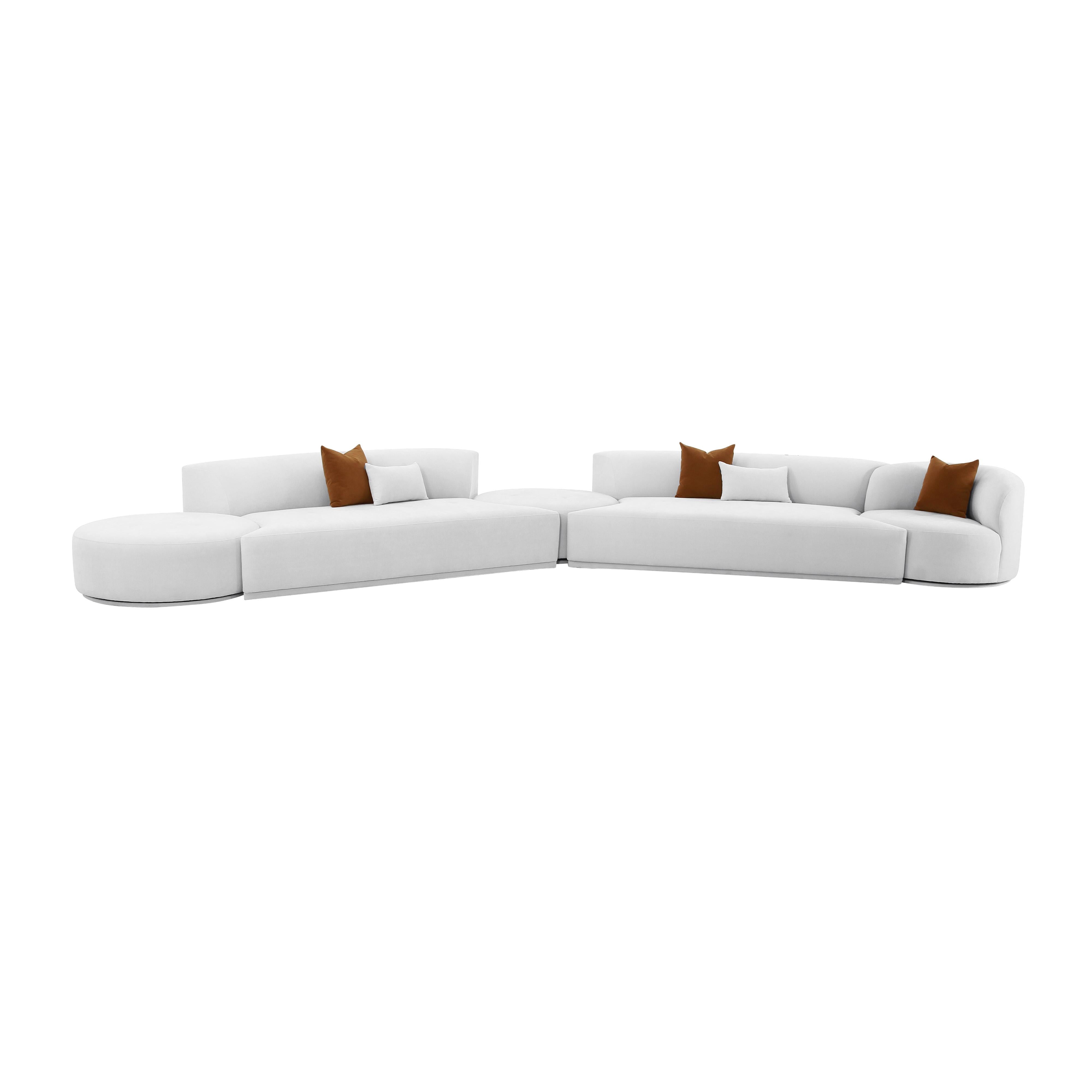 Tov Furniture Sectionals - Fickle Grey Velvet 5-Piece Modular Chaise Sectional