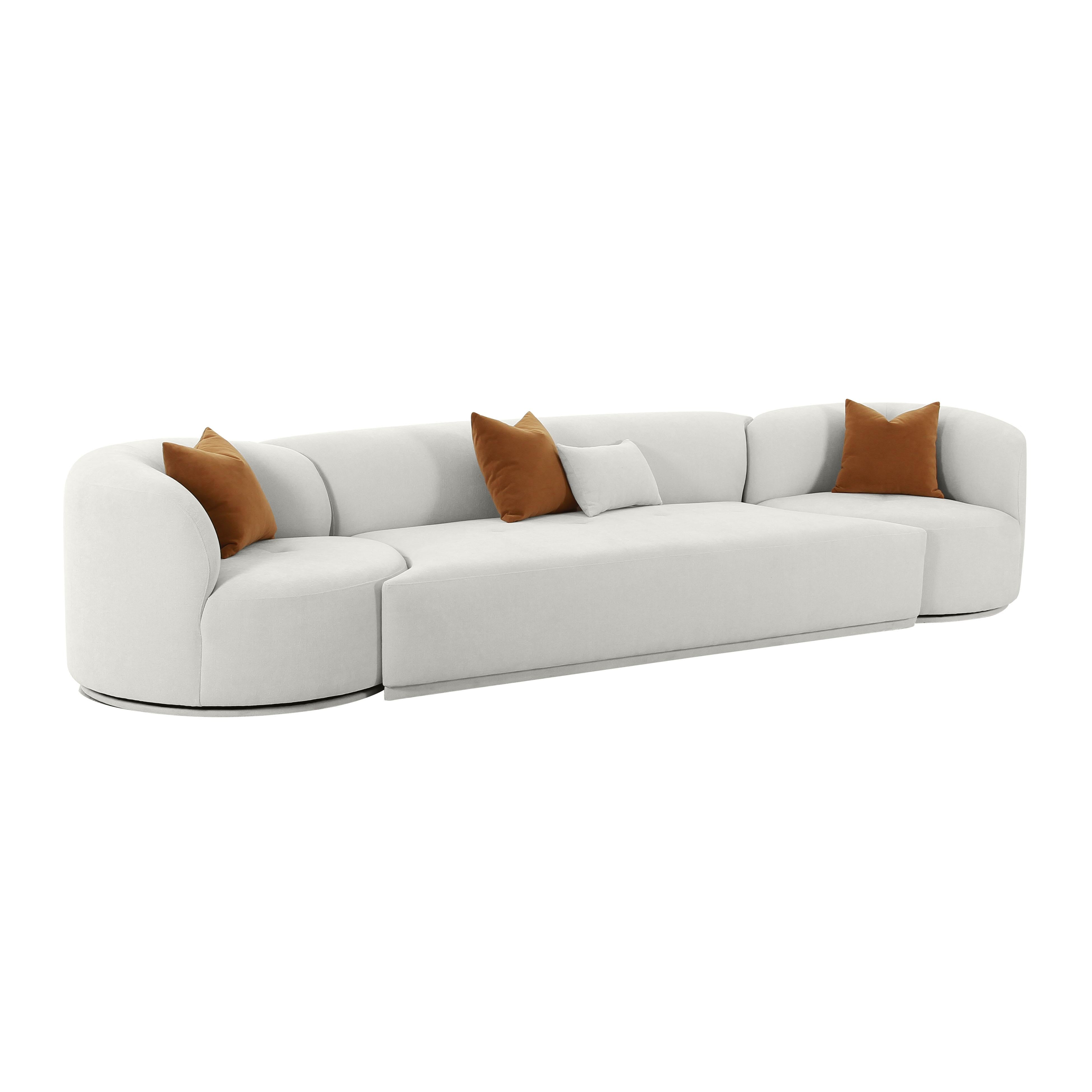 Tov Furniture Sofas - Fickle Grey Velvet 3-Piece Modular Sofa