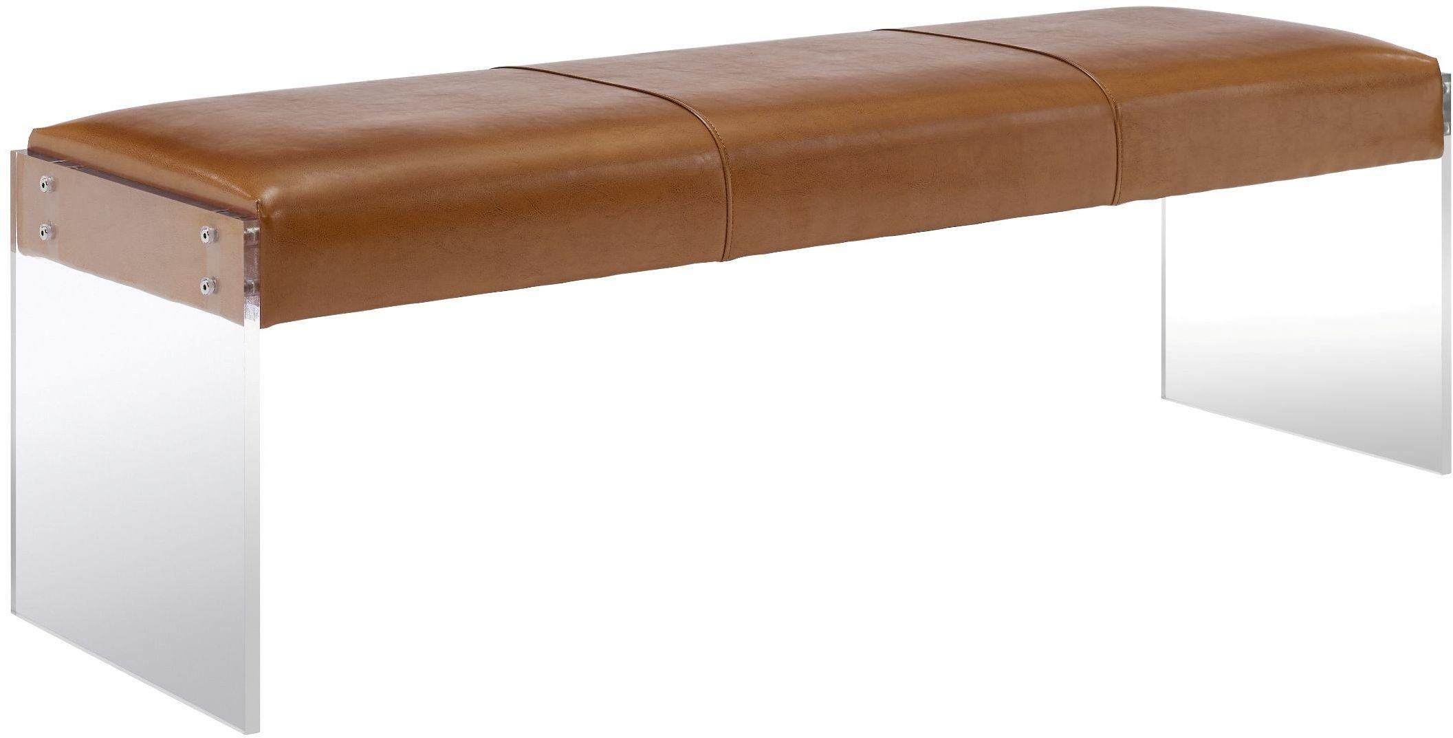 Tov Furniture Benches - Envy Brown Leather/Acrylic Bench