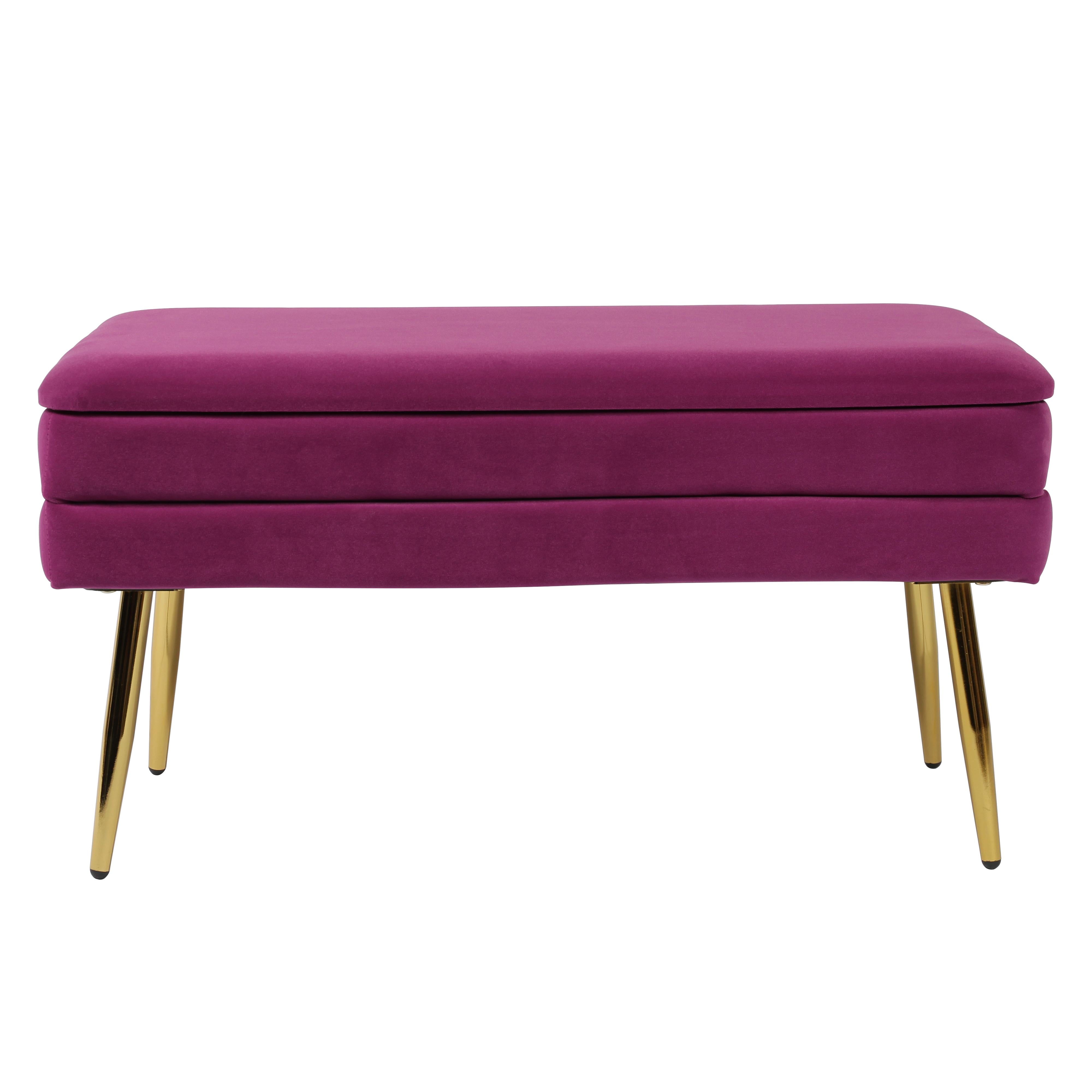 Tov Furniture Benches - Ziva Plum Velvet Storage Bench