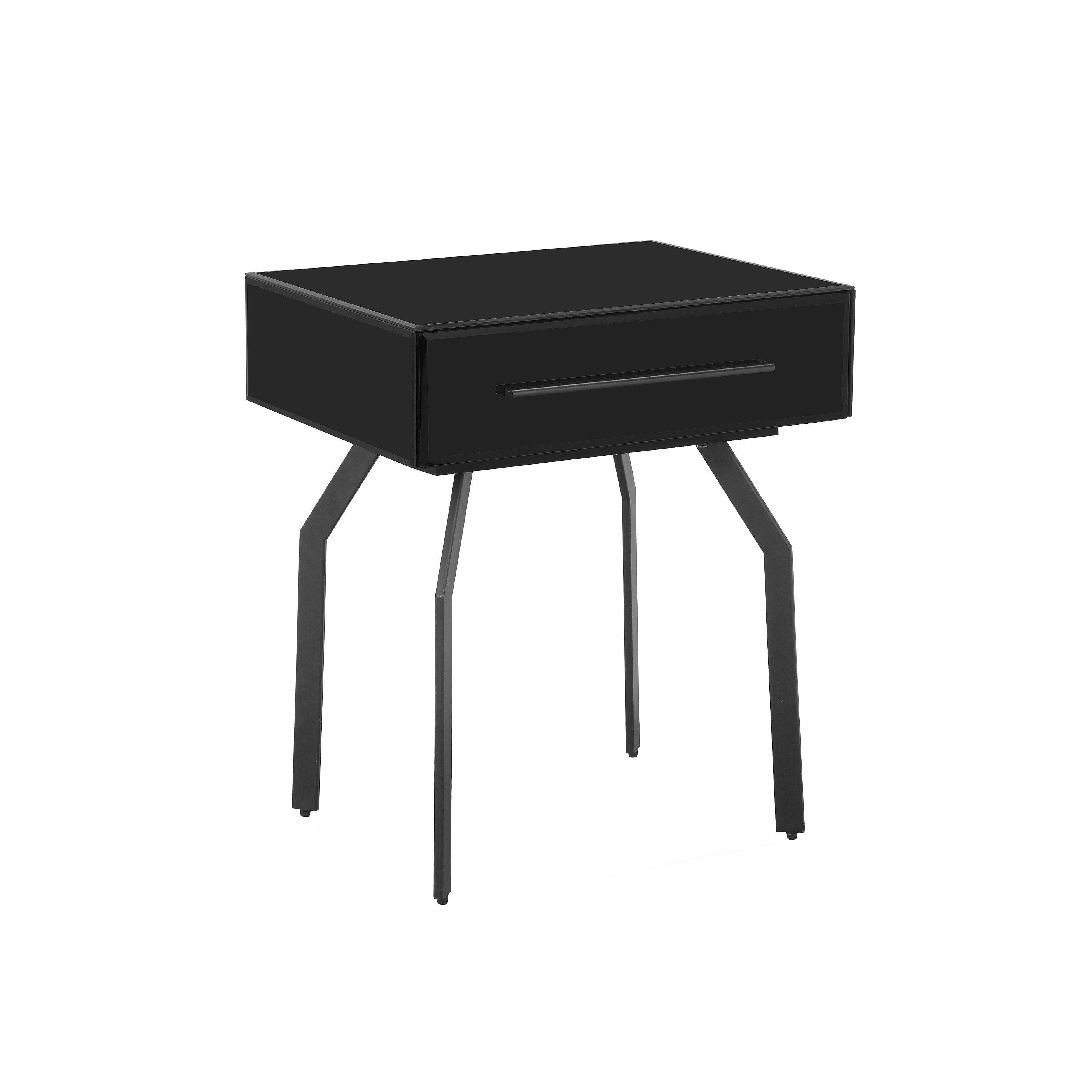 Tov Furniture Side Tables - Santana Black Glass Side Table