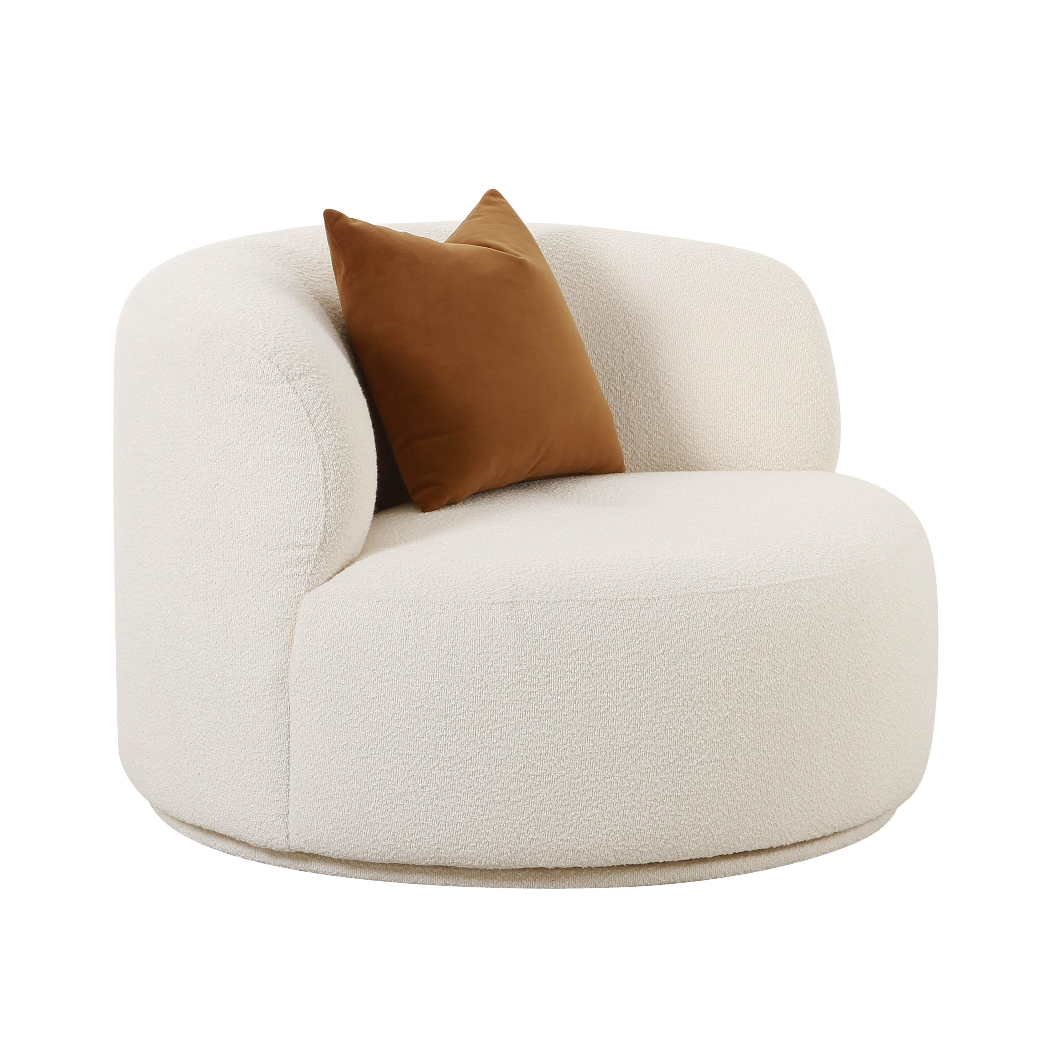 Tov Furniture Accent Chairs - Fickle Cream Boucle Swivel Chair