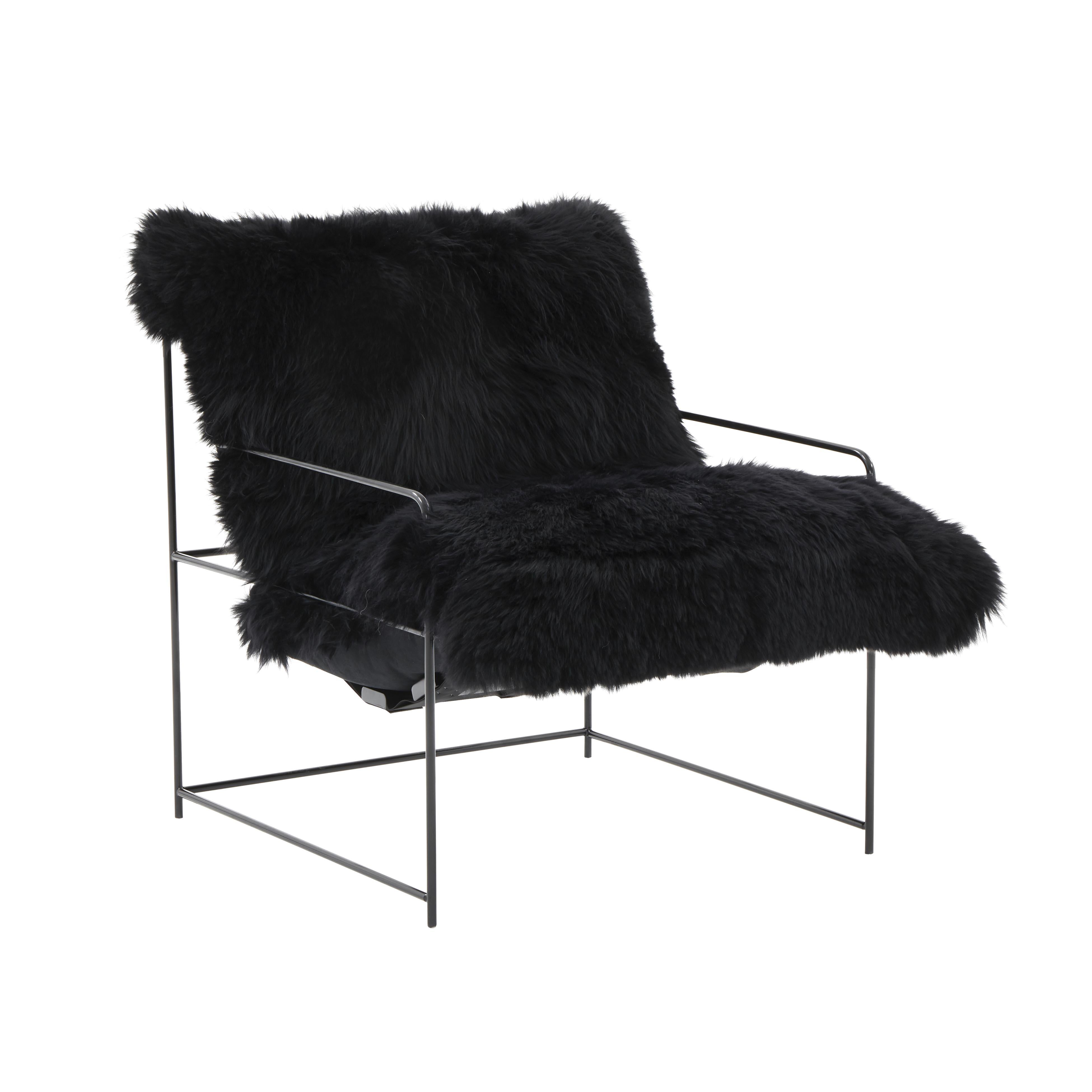 Tov Furniture Accent Chairs - Kimi Black Genuine Sheepskin Chair