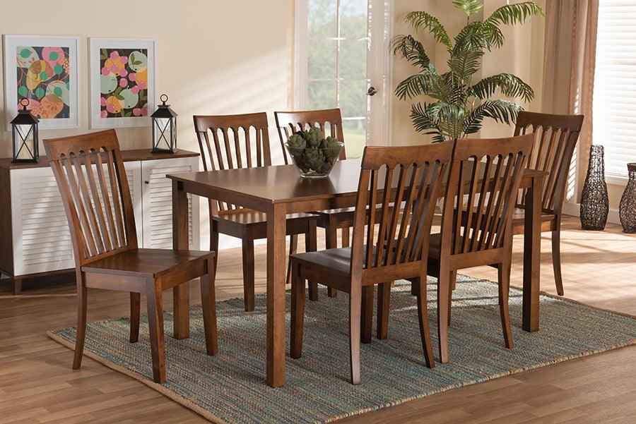 Wholesale Interiors Dining Sets - Erion Walnut Brown Finished Wood 7-Piece Dining Set
