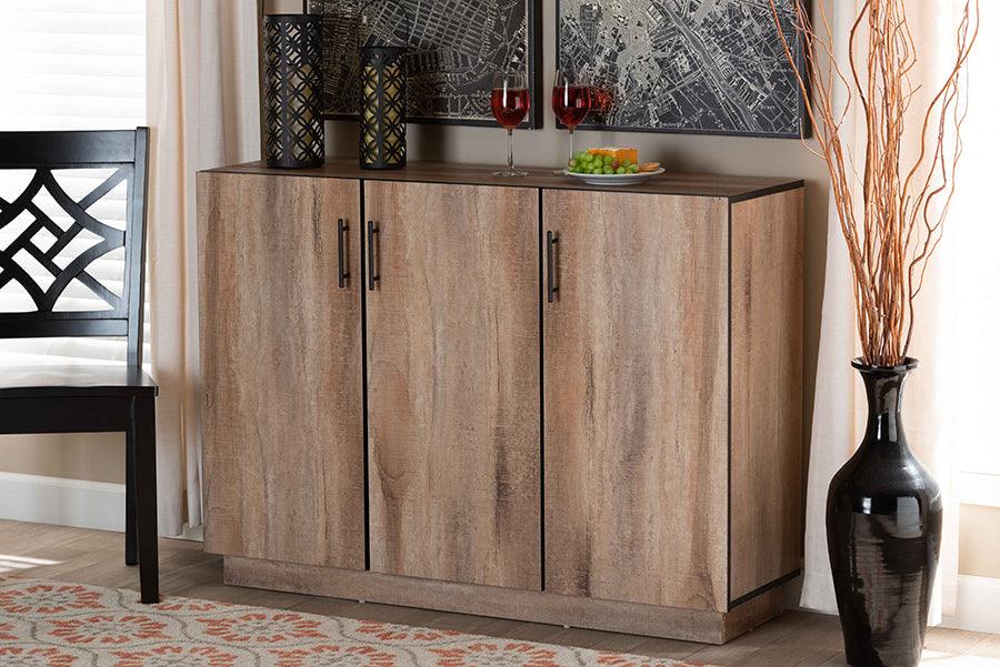 Wholesale Interiors Buffets & Sideboards - Patton Natural Oak Finished Wood 3-Door Dining Room Sideboard Buffet