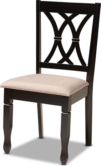 Wholesale Interiors Dining Sets - Millie Sand Fabric Upholstered and Dark Brown Finished Wood 5-Piece Dining Set