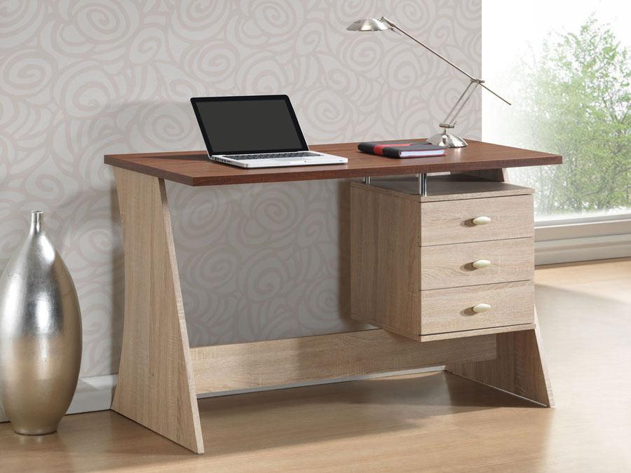 Wholesale Interiors Desks - Parallax Writing Desk Natural & Dark Brown