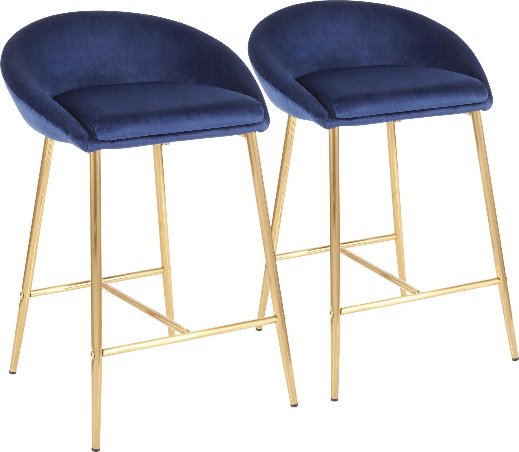 Lumisource Barstools - Matisse Counter Stool Gold & Blue (Set of 2)