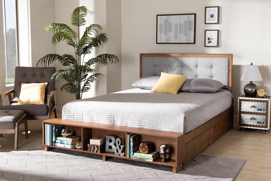 Wholesale Interiors Beds - Cosma Queen Storage Bed Light Gray & Ash Walnut