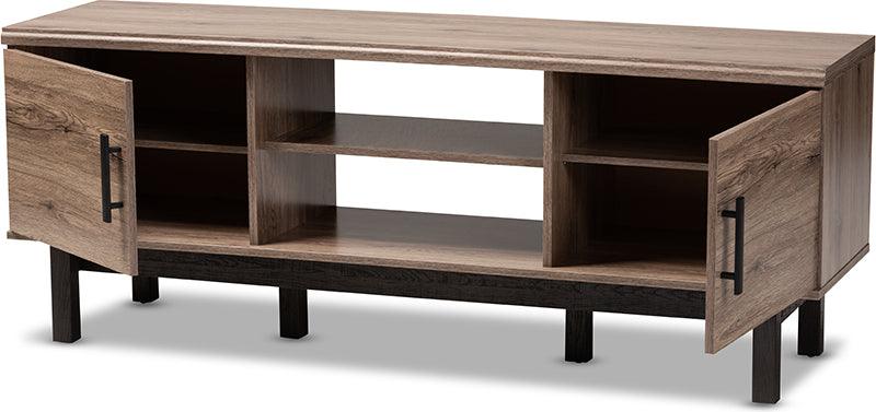 Wholesale Interiors TV & Media Units - Arend Modern and Contemporary Two-Tone Oak and Ebony Wood 2-Door TV Stand