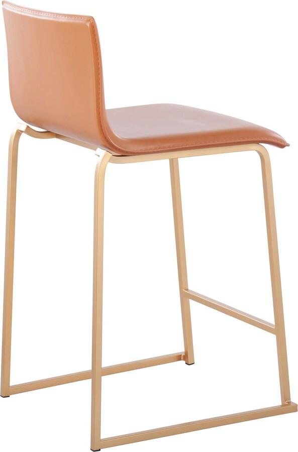 Lumisource Barstools - Mara 26" Counter Stool In Gold Metal & Camel Faux Leather (Set of 2)