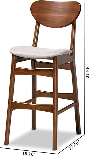 Wholesale Interiors Barstools - Katya Grey Fabric Upholstered and Walnut Brown Finished Wood 2-Piece Bar Stool Set