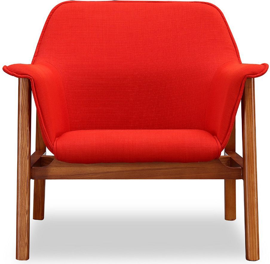 Manhattan Comfort Accent Chairs - Miller Burnt Orange and Walnut Linen Weave Accent Chair (Set of 2)
