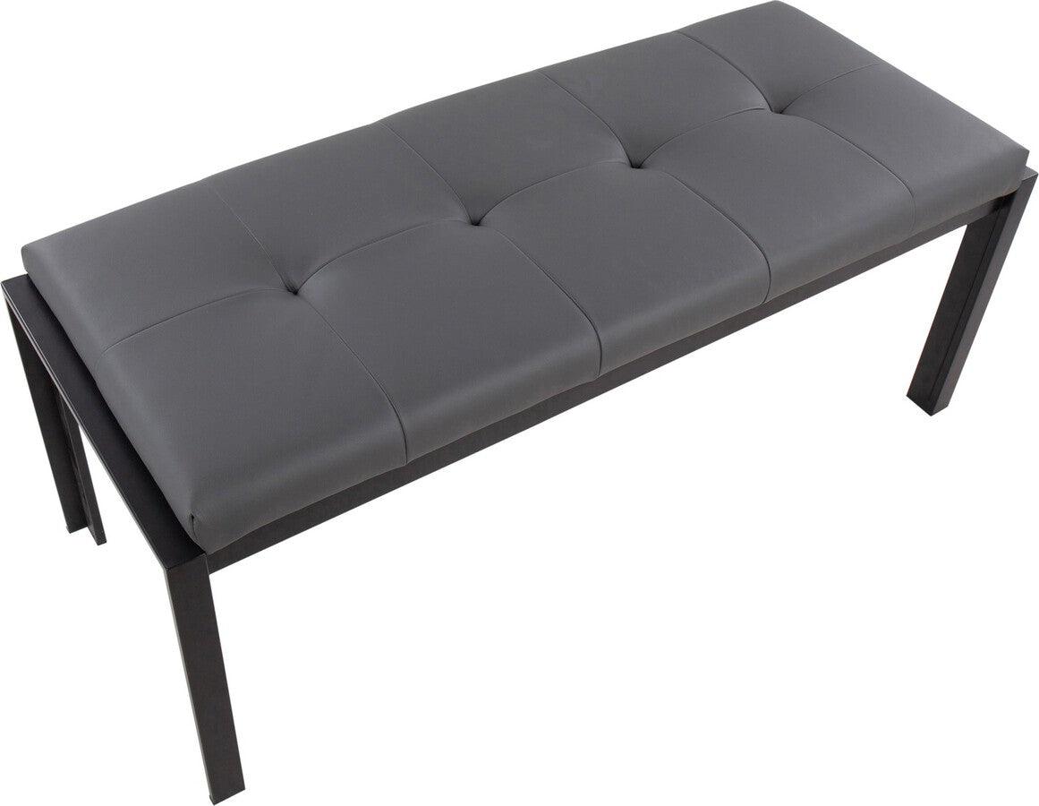 Lumisource Benches - Fuji Contemporary Bench In Black Metal & Grey Faux Leather