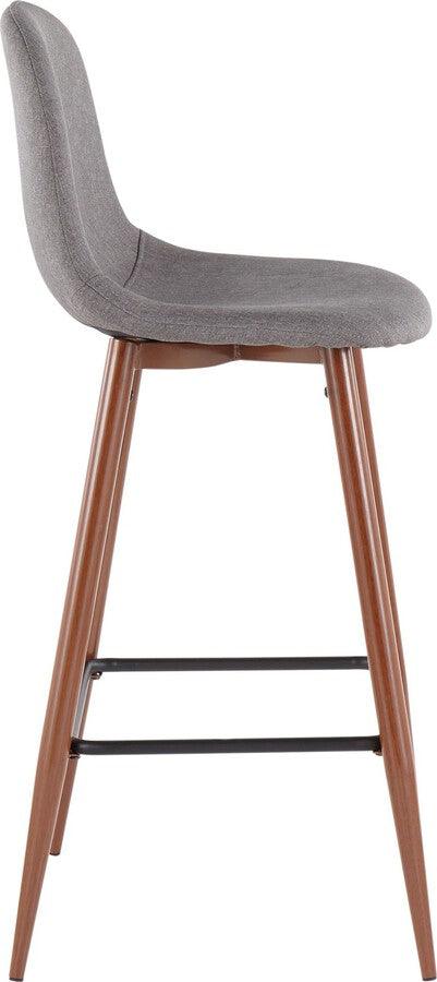 Lumisource Barstools - Pebble Mid-Century Modern Barstool in Walnut Metal and Charcoal Fabric - Set of 2