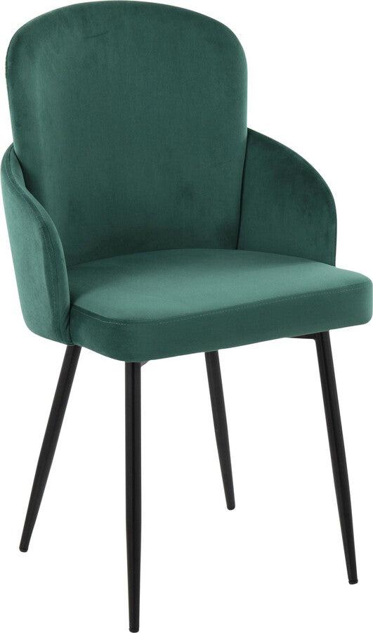 Lumisource Dining Chairs - Dahlia Contemporary Dining Chair In Black Metal & Green Velvet With Gold Accent (Set of 2)