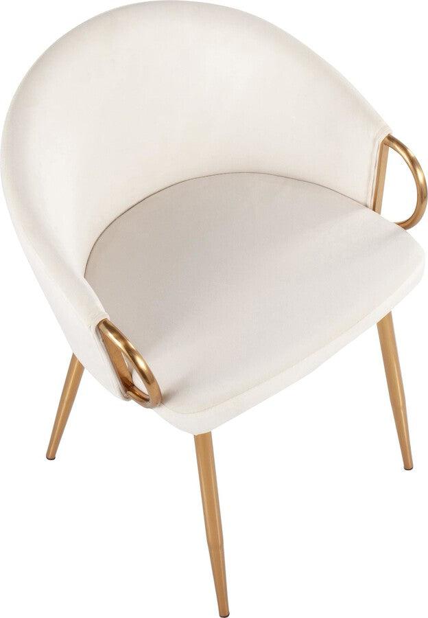 Lumisource Accent Chairs - Claire Contemporary/Glam Chair In Gold Metal & Cream Velvet