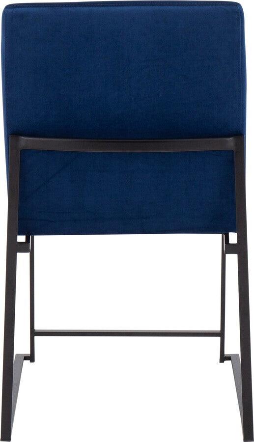 Lumisource Dining Chairs - High Back Fuji Contemporary Dining Chair In Black Steel & Blue Velvet (Set of 2)