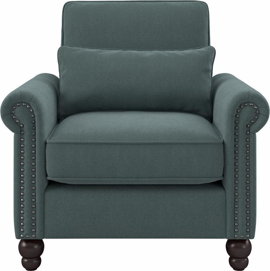Bush Business Furniture Accent Chairs - Accent Chair with Arms Turkish Blue Herringbone Fabric N