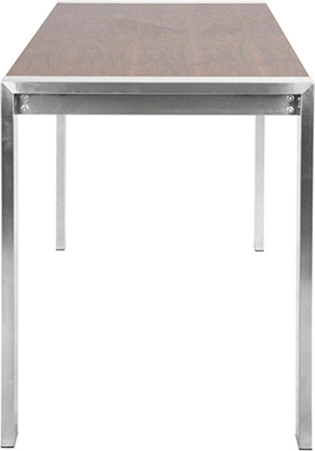 Lumisource Bar Tables - Fuji Contemporary Counter Table in Brushed Stainless Steel and Walnut Wood