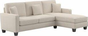Bush Business Furniture Sectional Sofas - 102W Sectional Couch with Reversible Chaise Lounge Cream Herringbone Fabric