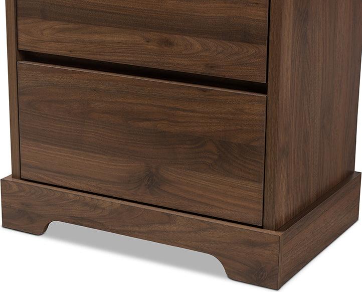 Wholesale Interiors Bookcases & Display Units - Burnwood Modern and Contemporary Walnut Brown Finished Wood 2-Drawer Bookcase