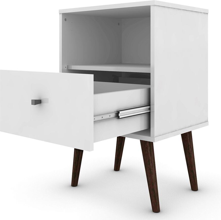 Manhattan Comfort Nightstands & Side Tables - Liberty Mid-Century - Modern Nightst& 1.0 White