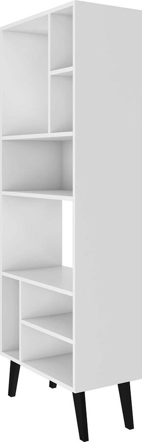 Manhattan Comfort Bookcases & Display Units - Warren Tall Bookcase 1.0 with 8 Shelves in White with Black Feet