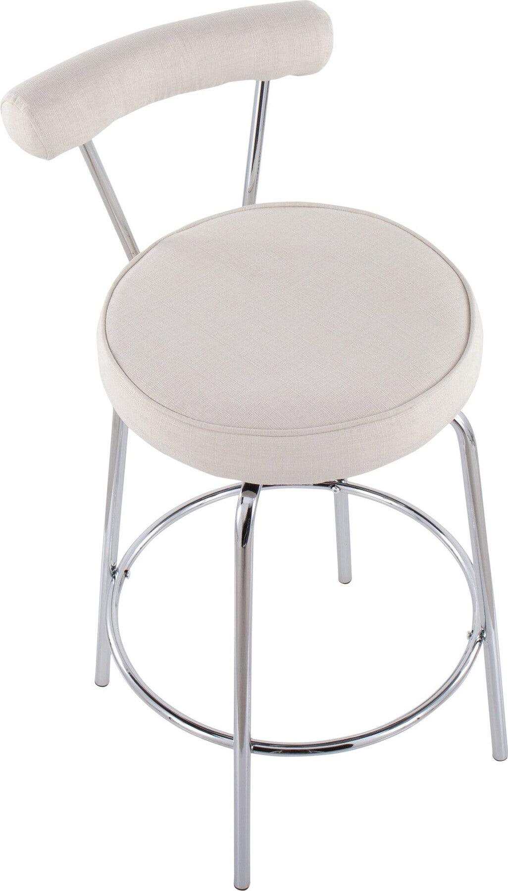 Lumisource Barstools - Rhonda Counter Stool Chrome & Cream (Set of 2)