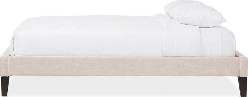 Wholesale Interiors Beds - Lancashire Beige Linen Fabric Upholstered Full Size Bed Frame With Tapered Legs