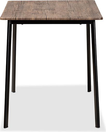 Wholesale Interiors Dining Tables - Calder Mid-Century Modern Walnut Brown Finished Wood and Black Metal Dining Table