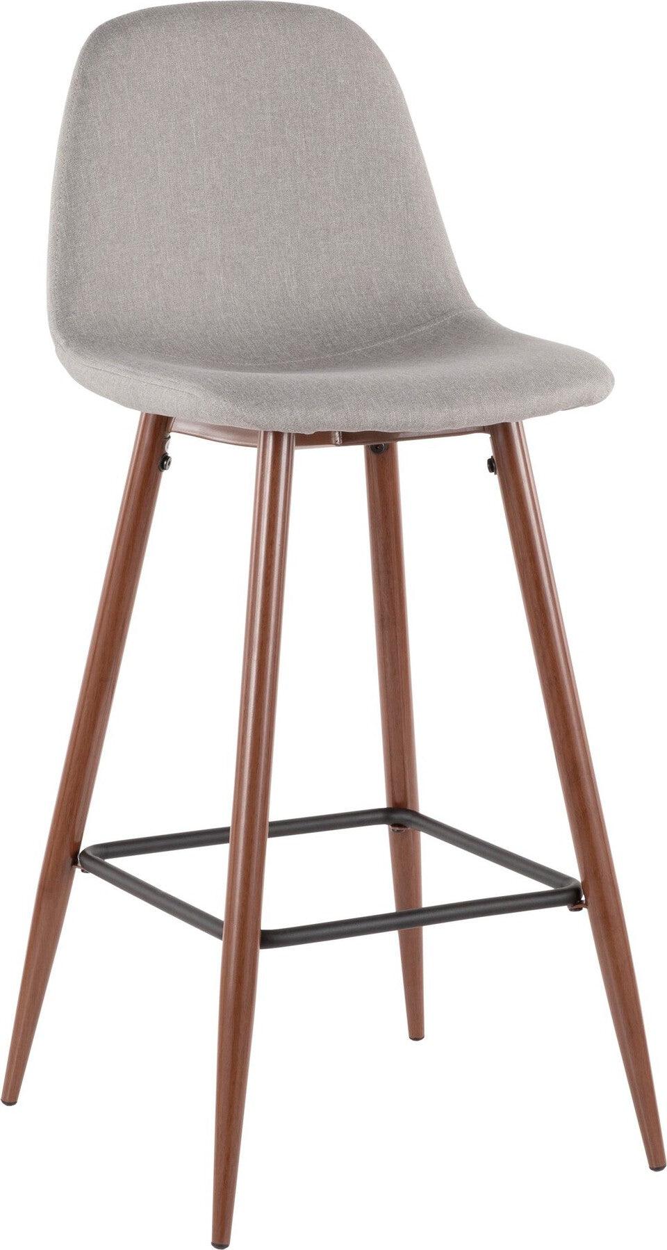 Lumisource Barstools - Pebble Barstool Walnut & Light Gray (Set of 2)
