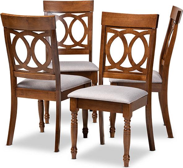 Wholesale Interiors Dining Chairs - Lucie Grey Fabric Upholstered and Walnut Brown Finished Wood 4-Piece Dining Chair Set