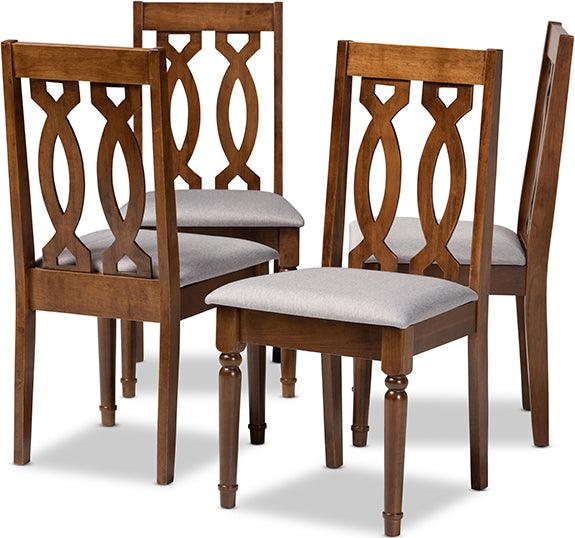 Wholesale Interiors Dining Chairs - Cherese Grey Fabric Upholstered Walnut Brown Finished 4-Piece Wood Dining Chair Set