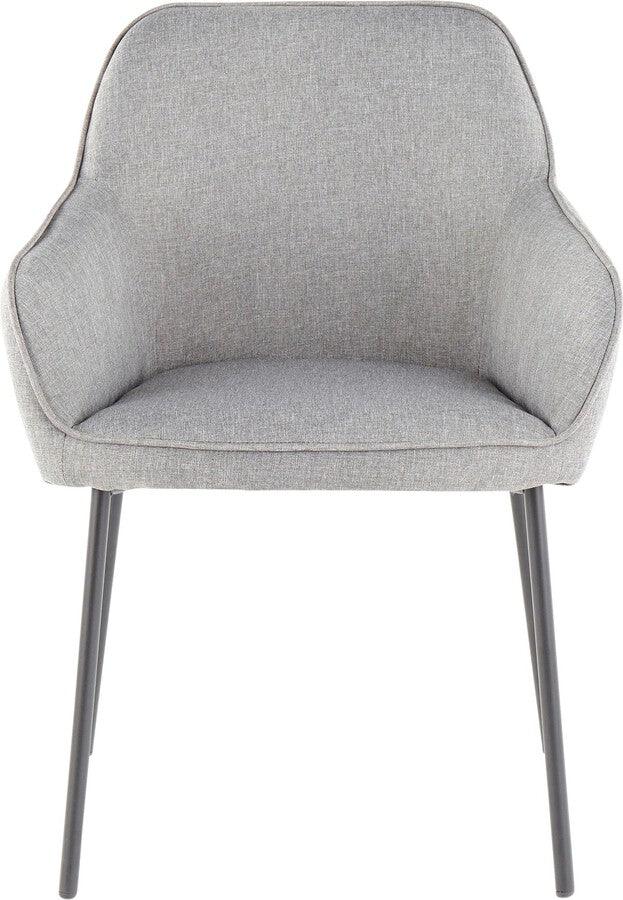 Lumisource Dining Chairs - Daniella Contemporary Dining Chair in Black Metal & Grey Fabric - Set of 2