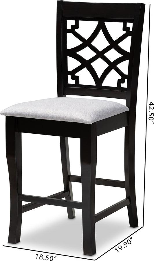 Wholesale Interiors Barstools - Nisa Grey Fabric Upholstered Espresso Brown Finished 2-Piece W (Set of 2)