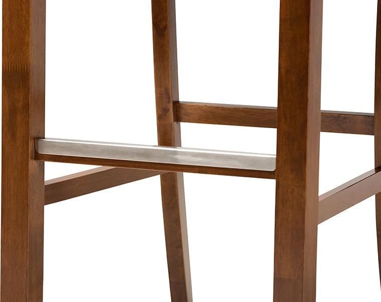 Wholesale Interiors Barstools - Carson Modern and Contemporary Grey Fabric Upholstered and Walnut Brown Finished Wood