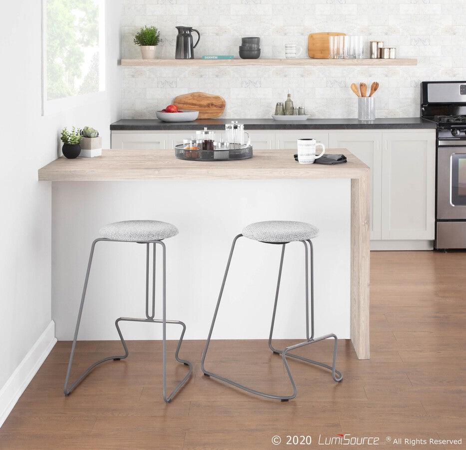 Lumisource Barstools - Finn Contemporary Counter Stool in Grey Steel and Charcoal Fabric - Set of 2