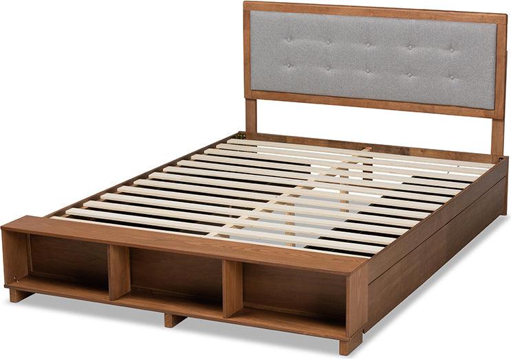 Wholesale Interiors Beds - Cosma King Storage Bed Light Gray & Ash Walnut