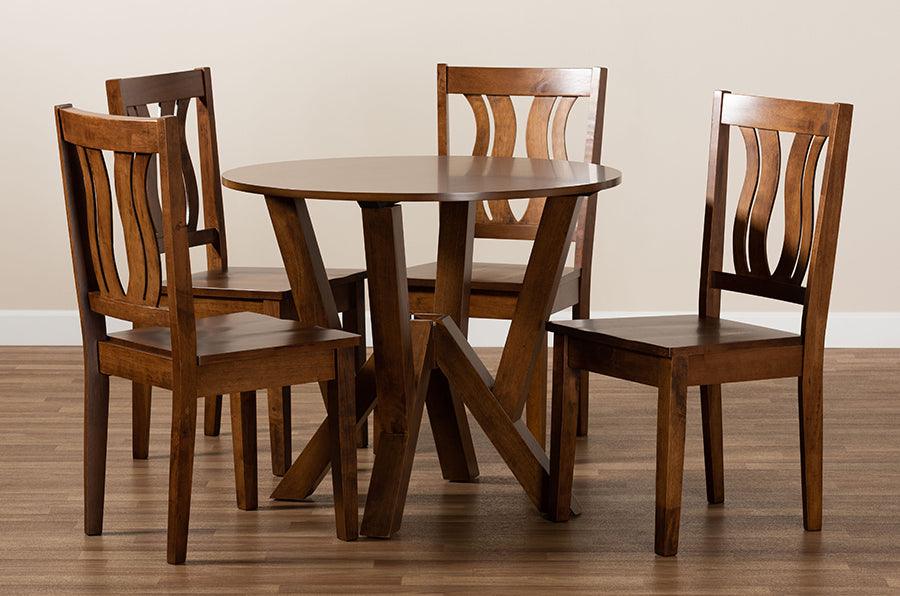 Wholesale Interiors Dining Sets - Noelia Walnut Brown Finished Wood 5-Piece Dining Set
