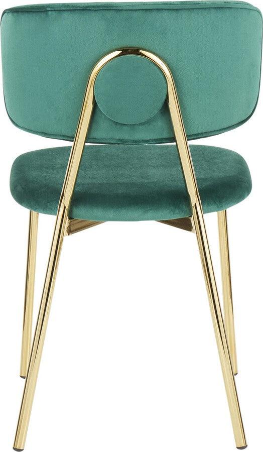 Lumisource Accent Chairs - Bouton Contemporary/Glam Chair In Gold Metal & Green Velvet (Set of 2)
