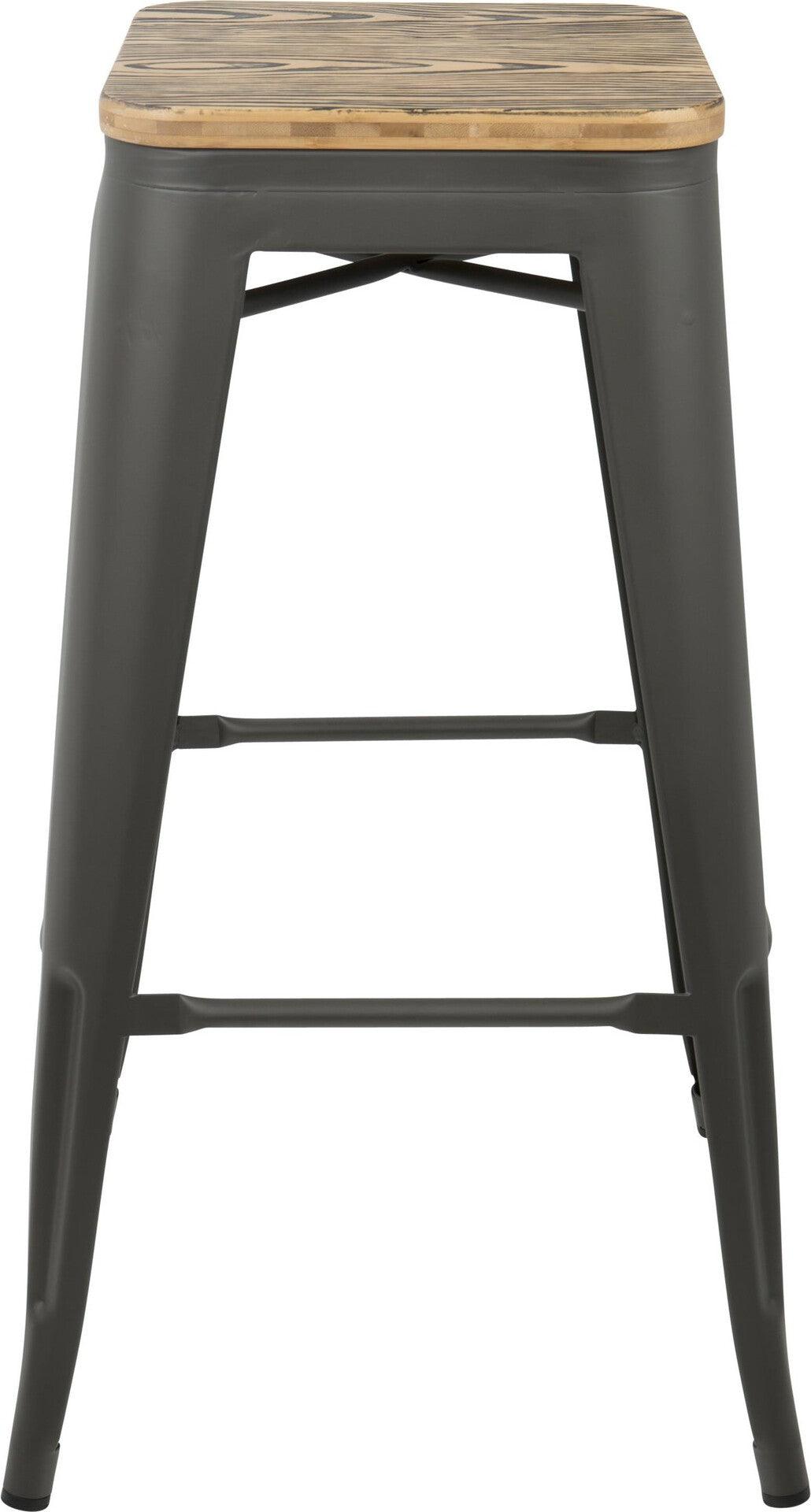 Lumisource Barstools - Oregon Barstool Medium Brown & Gray (Set of 2)