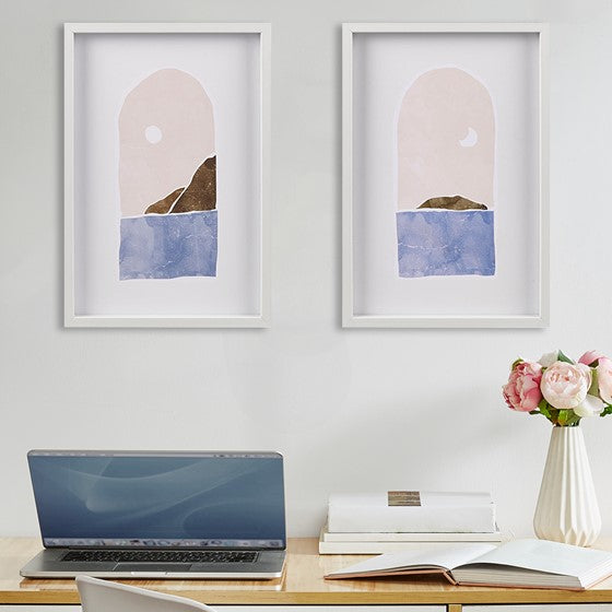 Olliix.com Wall Art - 2-piece Framed Wall Art Set Pink/Blue