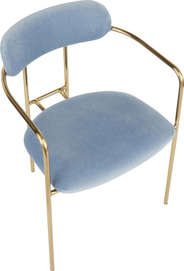 Lumisource Dining Chairs - Demi Contemporary Chair in Gold Metal and Light Blue Velvet - Set of 2
