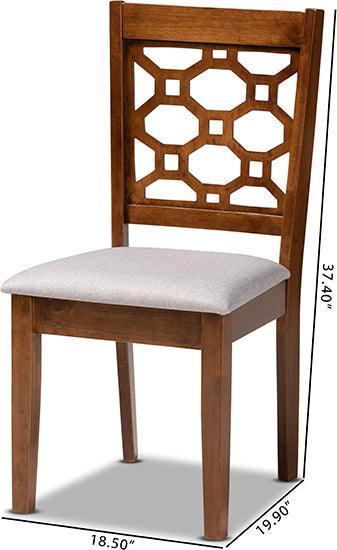 Wholesale Interiors Dining Chairs - Peter Grey Fabric Upholstered and Walnut Brown Finished Wood 4-Piece Dining Chair Set