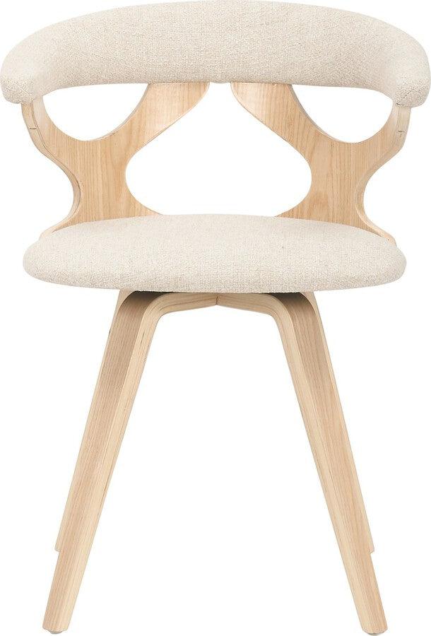 Lumisource Dining Chairs - Gardenia Mid-Century Modern Dining/accent Chair with Swivel in Natural Wood and Cream Fabric