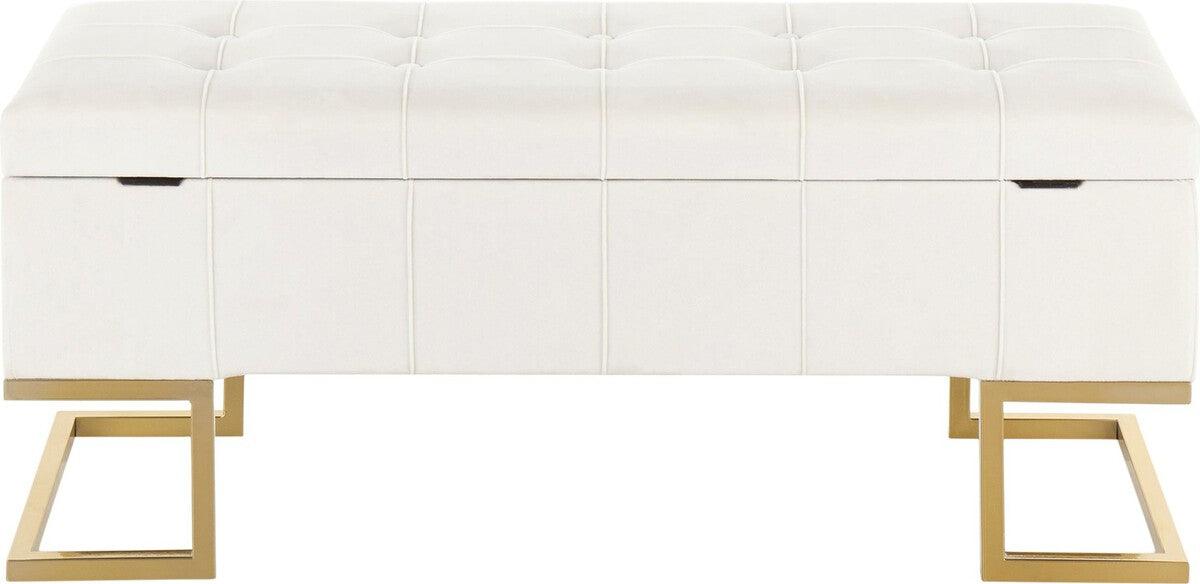 White and shop gold storage bench
