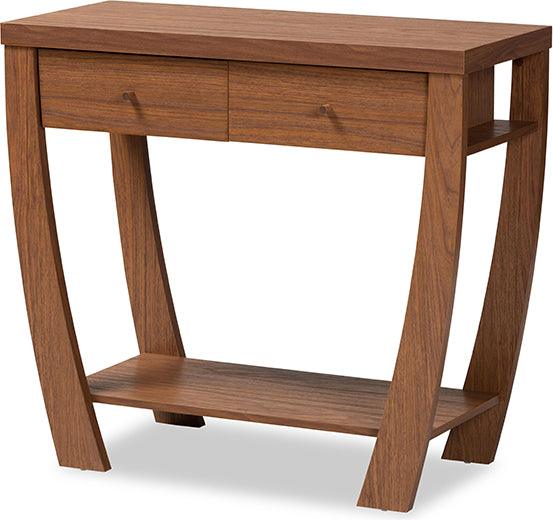 Wholesale Interiors Consoles - Capote Modern and Contemporary Walnut Brown Finished Wood 2-Drawer Console Table